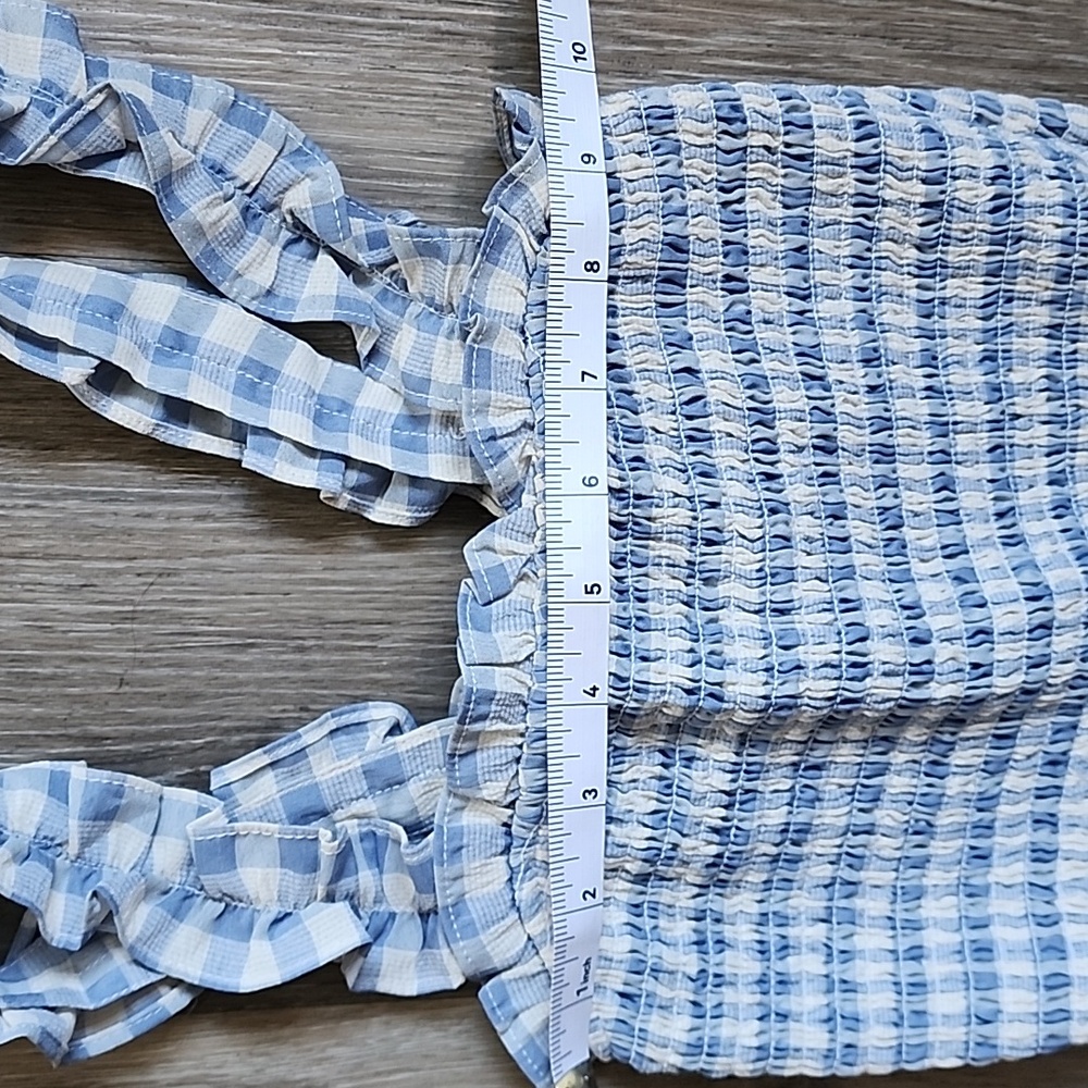 Blue Gingham Mini Dress - Picture 3 of 12